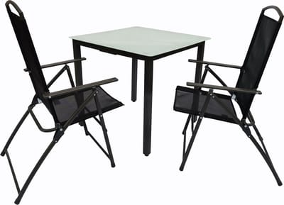 3-delige tuinmeubel zitgroep tuinmeubel glazen tafel stoelen hoge rug set 80M