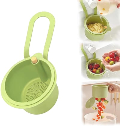 Mand Keuken Afvoermand - Multifunctioneel Afdruiprek Zeef Spoelbak, Etensresten Gemakkelijk schoon te maken en op te bergen Groen