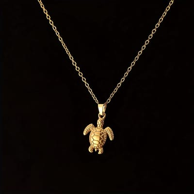 Sjika - Schildpad Ketting Dames 18K Gold Plated – Zeeschildpad Hanger – RVS Halsketting Dames – Goudkleurige Ketting – Cadeau voor Haar
