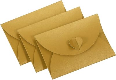 24 Mini Envelopes met Hartvormige Sluiting | Kleine Cadeaukaarthouder voor Trouwen, Feestjes en Boetieks (Goud)
