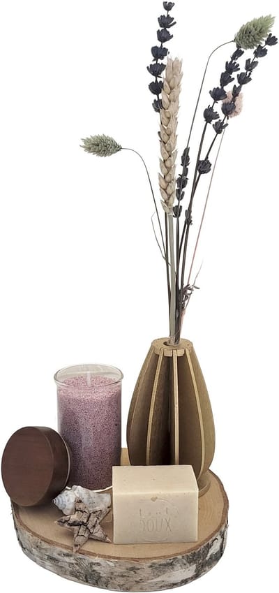 Luxe Cadeauset met Droogbloemen, Kaarsenzand en Ambachtelijke Zeep - Lichtpaars - Woondecoratie - Sfeer - Pearlsand - Cadeautip- Natuurlijke ingrediënten