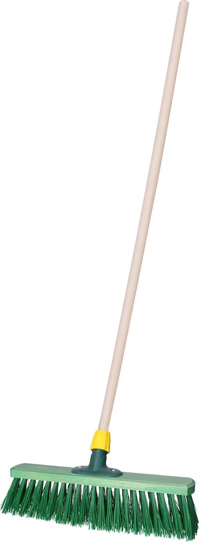 Straatbezem IVAR voor bestratingen en vlonders - Harde bezemkop van 40 cm breed - Houten steel van 120 cm