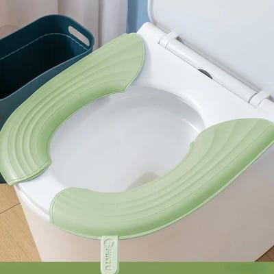 Tapis de Toilette Imperméable pour Toutes les Saisons Coussin de Siège de Toilette Portable Couvercle de Siège de Toilette Épais en EVA Accessoires de Salle de Bain vert