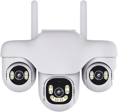 Beveiligingscamera - WIFI IP-camera - Buitenbeveiliging - Drie lenzen drie schermen - 9MP - Wit