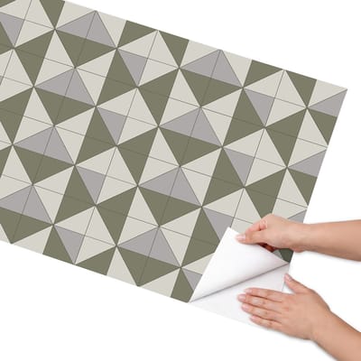 Coloray Meubel Wrap Folie - Groente Meubelfolie - 65x130 cm - Decoratiefolie Zelfklevend Driehoekig mozaïek - Meubelfolie Zelfklevend - Geometrische Meubelfolie - Wrapfolie Keuken - Wanddecoratie - Geometrie