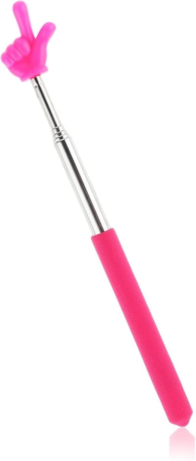 Wijzerstaaf Uittrekbaar - Presentatieaanwijzer Vinger - Klaslokaal Presenteren - Vingervorm Ontwerp - 68 cm - Roze