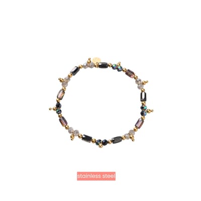 Day&Eve by Go Dutch Label Armband (Sieraad) Elastisch Kralen Balletjes Zwart
