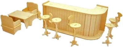 T & F Creations Poppenhuis meubels - bar - 1:12 schaal - meubilair