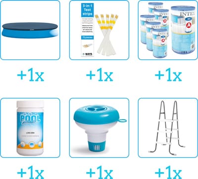 Zwembad Accessoirepakket voor Intex Easy Set Zwembad - 457x84 cm - Rond - Opblaasbaar - Met filterpomp - Intex - 28158GN - 6-delig