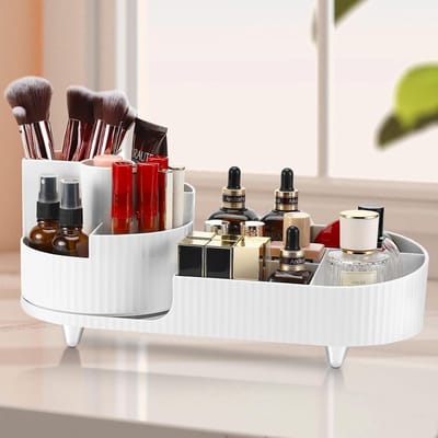 Cosmetische organizers, make-up organizer, oogschaduwborstel, lippenstiftdoosje, 360° draaibare cosmetische plank, make-up organizer, voor kamerdecoratie, kaptafel, cosmetische organizer