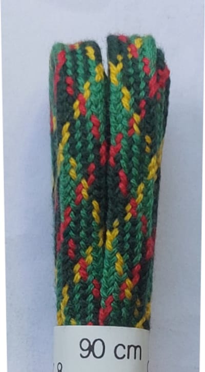 Ronilux Veter - Groen/Rood/Geel - Meerkleurig - Plat - Lengte 90 cm - Breedte 6 mm - Schoenveter
