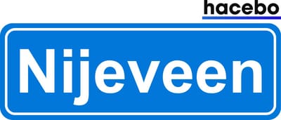 Hacebo - Plaatsnaam Sticker - 29x10 CM - Nijeveen sticker - Verkeersborden sticker - grappige cadeaus - Nijeveen
