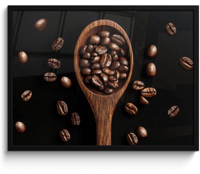 Poster in lijst - Fotolijst 70x50 cm - Posters - Hout - Zwart - Koffiebonen - Posterlijst zwart - Decoratie - Wanddecoratie woonkamer - Muurdecoratie slaapkamer