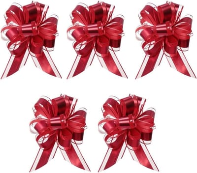 Set van 5 Grote Rode Reuzenstrikken voor Kerstcadeaus, Versiering voor Auto's, Bruiloften en Feesten