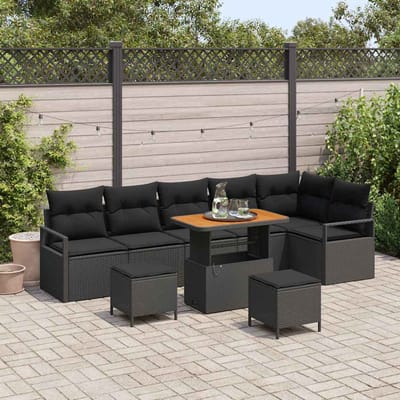 vidaXL - Tuinbank - Set - 9 - st - 8-Aantal - zitplaatsen - Zwart