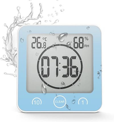 Waterdichte Badkamerklok met Thermometer en Hygrometer voor Douche en Keuken