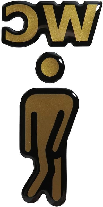 WC Heren Deurbord - Toilet Pijlen Sticker - Aanwijzen Toiletten - 3D Doming Effect - 51 x 106 mm