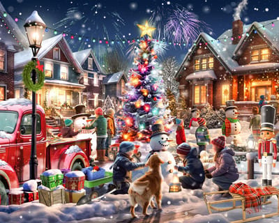 Kerstpuzzel Sneeuwman Wedstrijd 1000 Stukjes - Groot Formaat Kerst Puzzel