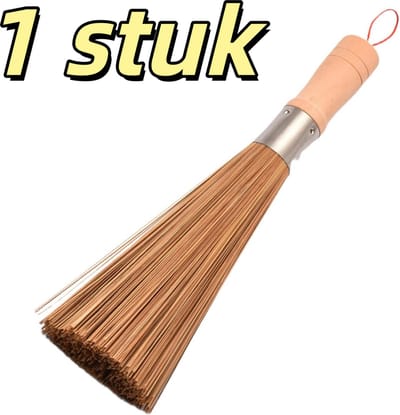 1 unidad - Cepillo de limpieza con mango de madera - Bambú - Limpieza - Lavado de ollas - Adecuado para lavar ollas de cocina - 30*3.3*3.8cm - Color madera natural