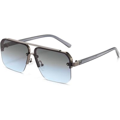 Lunettes de soleil carrées à double pont Monture minimaliste personnalisée demi-cadre Style aviateur Pour hommes et femmes Lunettes de soleil élégantes 1202 gray