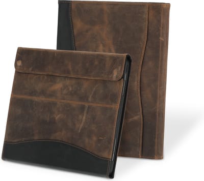 Pearlycase Deluxe Business hoes Geschikt voor iPad Pro 12.9 2020/ 2021/ 2022 - Echt Leder Book Case - Antiek bruin met zwarte binnenvoering