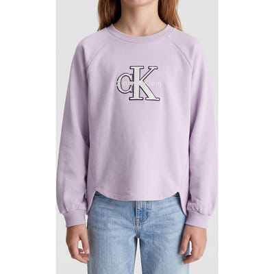 Calvin Klein Girls Fashion Monologo Crew Neck Orchid Petal Taglia: 6 | Maglioni Outlet | kids | Magenta