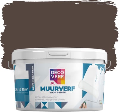 Decoverf muurverf mat koffiebruin, 2.5L