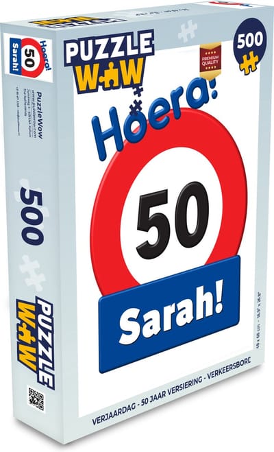 Puzzel Verjaardag - 50 Jaar versiering - Verkeersbord - Legpuzzel - Puzzel 500 stukjes