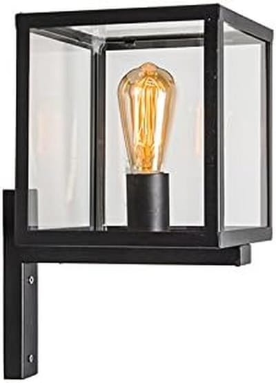 Industriële Vierkante Buitenwandlamp Zwart - E27