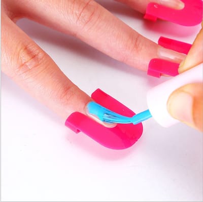 26x Nagellak shield - Nagelclips - Nagel beschermers - Netjes nagels lakken - Nail art hulpmiddel - Kunststof - Roze - 10 maten - Jonyx