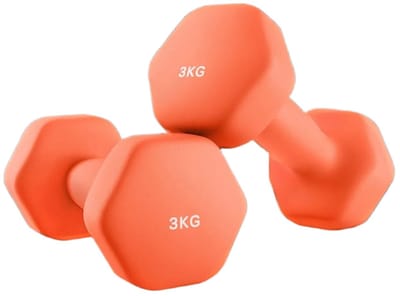 Dumbbell Set - Vrije gewichten - Oefeninggewichten - Duurzame neopreencoating - 13,5 cm x 6,5 cm x 9 cm - Oranje - 2 x 1 kg