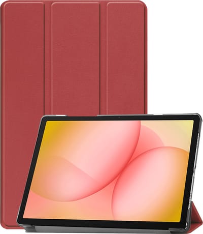 Hoesje - Geschikt voor Samsung Galaxy Tab A11 Plus - Dun & Stevig - Trifold Bookcase - Hard Cover - Hardcover Book Case - Tablet Hoes - Donkerrood