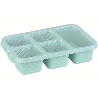 5 Vakken Herbruikbare Bento Box Lekdicht Draagbare Voedselopslag met Veilig Deksel Ideaal voor School Werk Kamperen en Picknicks 5&1 groen