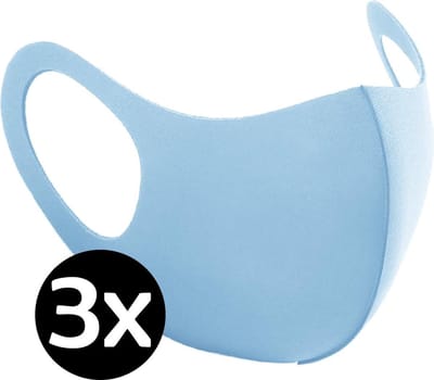 Mondkapje Wasbaar Blauw Mondmasker Wasbaar Mondkapje Wasbare Mondkapjes Niet Medisch Elastisch Universeel - 3 PACK