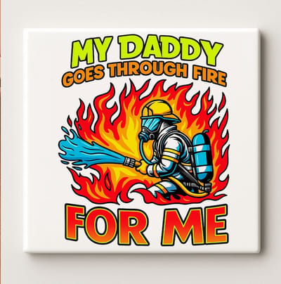 My Daddy Goes Through Fire for Me Tegel – Brandweer Held Quote Wanddecoratie – Keramische Tegel 15 × 15 cm