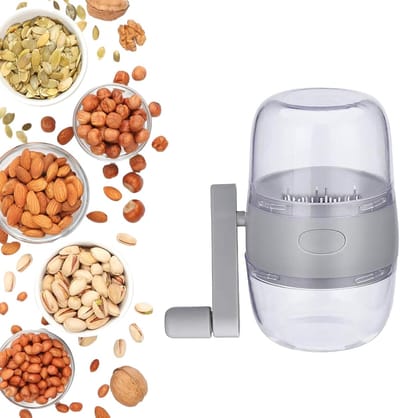 Grijs - Handmatige notenhakker met handvat - Gedroogd fruitmolen met handslinger - Keuken multifunctionele hakselaar Hakselaar - Voor noten Walnoot Pecan Gember Knoflook - Voor het maken van ingrediënten