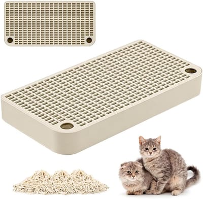 Verstelbare kattenladder voor oudere katten, zelfreinigend met filterfunctie, antislip rubberen voeten, ideaal voor kleine en oudere katten, 32 x 16 x 4 cm, khaki