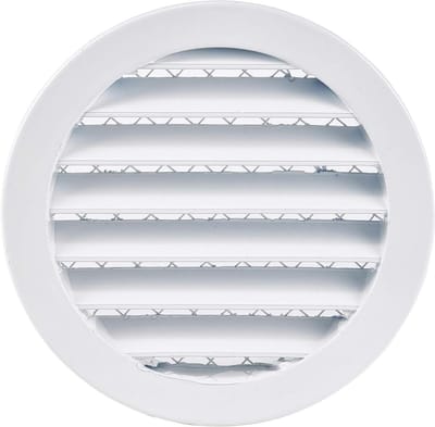 Ventilatierooster Aluminium - Afdekrooster Muizenwerend - Luchtcirculatie Verbeteren - Weerbestendig Met Flens - Ø 125 mm - Wit