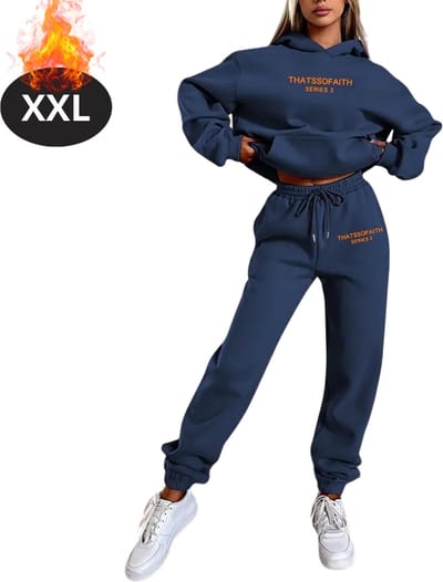 Nivard Joggingpak - Huispak - Volwassenen - Trainingspak - Comfortabel - Joggingsbroek - Tracksuit - Dames - Marineblauw - XXL