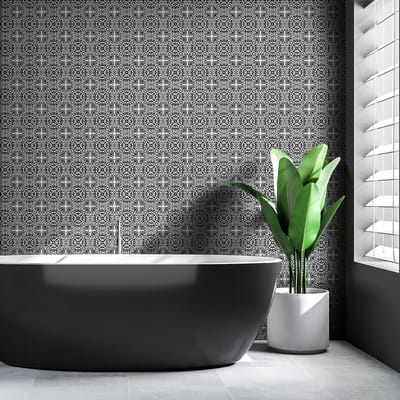 Zelfklevende tegelmuurstickers voor keuken en badkamer - 60 cementtegelstickers, Azulejos Jenvina - 60 stickers, 10x10cm