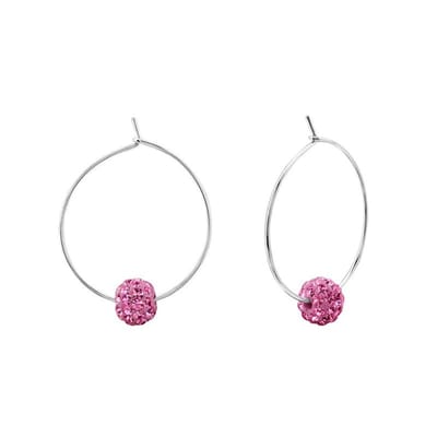 Aramat Jewels | Oorringen | Stijlvolle Zilveren Oorringen met Kristal Kralen | Roze | |6mm | Zilver | Volwassenen | Verkleurd niet