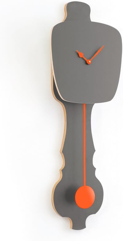 KLOQ Wandklok Steen Grijs & Neon Oranje maat S