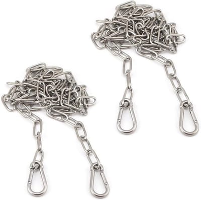 Roestvrijstalen ketting met 4 karabijnhaken voor hangstoelen, schommels en tuinaccessoires - 100 cm lang