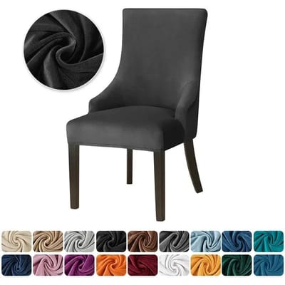 Zachte Velours Eetkamerstoelhoes Elastische Stoelbeschermhoezen Hoge Rug Schuine Armleuning Fauteuil Slipcovers voor Woonkamer Keuken Thuis