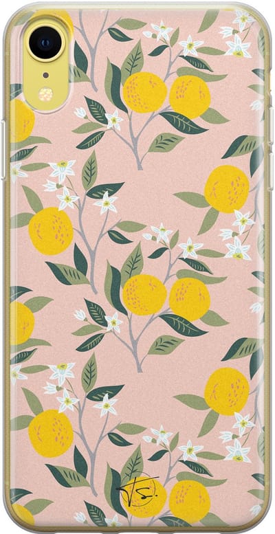Hoesje geschikt voor iPhone XR - Citroenen - Soft Case - TPU - Natuur - Geel - Mooie Telefoonhoesjes