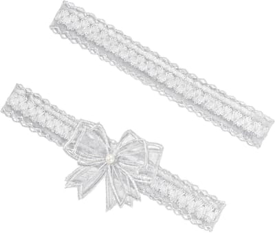 Bruidskousenband - Bruiloft accessoire - Bruiloft outfit - Met witte kant - 38 cm beenomtrek - Wit