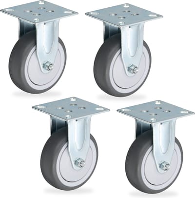 meubelwielen - set van 4 - 75 mm - max. 280 kg - geluiddempend - zwaarlast