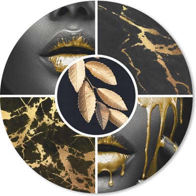 Muismat rond 20x20 cm - Mousepad Collage - Verf - Goud - Marmer print - Ronde muismatten