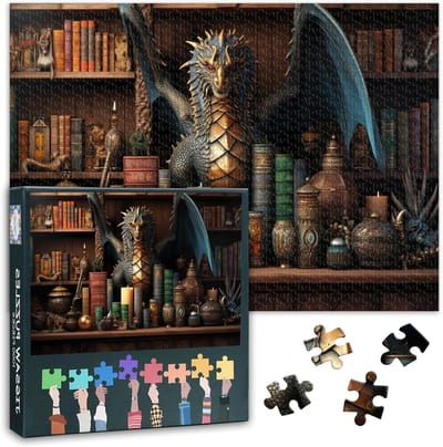 Puzzel met Drakenmotief - Legpuzzel Volwassenen - Ontspanning Thuis - Levendig Boekdesign - 70 x 50 cm - Multicolor
