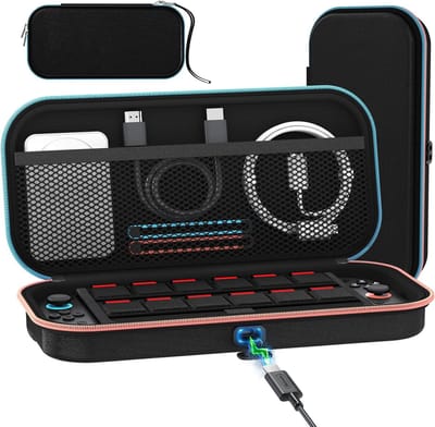 SnelShoppen - Oplaadkabelpoort Tas voor Nintendo Switch 2 (2025) - Draagbare Harde Beschermtas met Opbergruimte voor 12 Games en Accessoires - Perfect